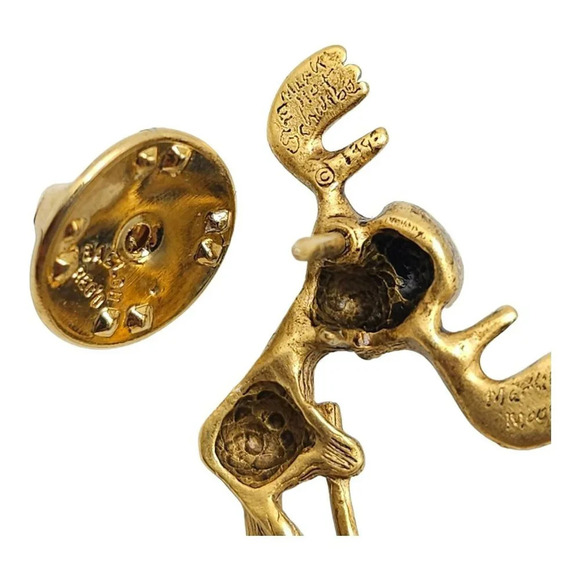 Markie Moose Marked Golfer Elliot Schwab Tie Lapel Pin Gold Tone Vintage - Picture 4 of 6